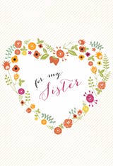 Sister Flower Heart - Tarjeta De Cumpleaños